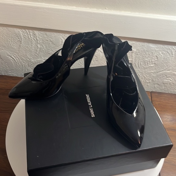 Authentic black elegant ballerina YSL MADELEINE MULES Women\'s Heels/pumps